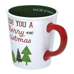 9467432 4.12 X 3.75 X 5.25 In. Wish You A Merry Christmas Mug Christmas Decoration White Ceramic - Pack Of 4