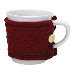 9467473 4.18 X 3.75 X 5.25 In. Knit Mug Can Cooler Christmas Decoration White Ceramic - Pack Of 4