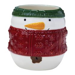 9467507 4 X 4 X 5.75 In. Smiling Snowman Mug Christmas Decoration White & Green & Red Ceramic - Pack Of 4