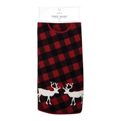 9467523 18 X 23 X 1 In. Plaid Deer Tree Skirt Christmas Decoration Red Fabric - Pack Of 4
