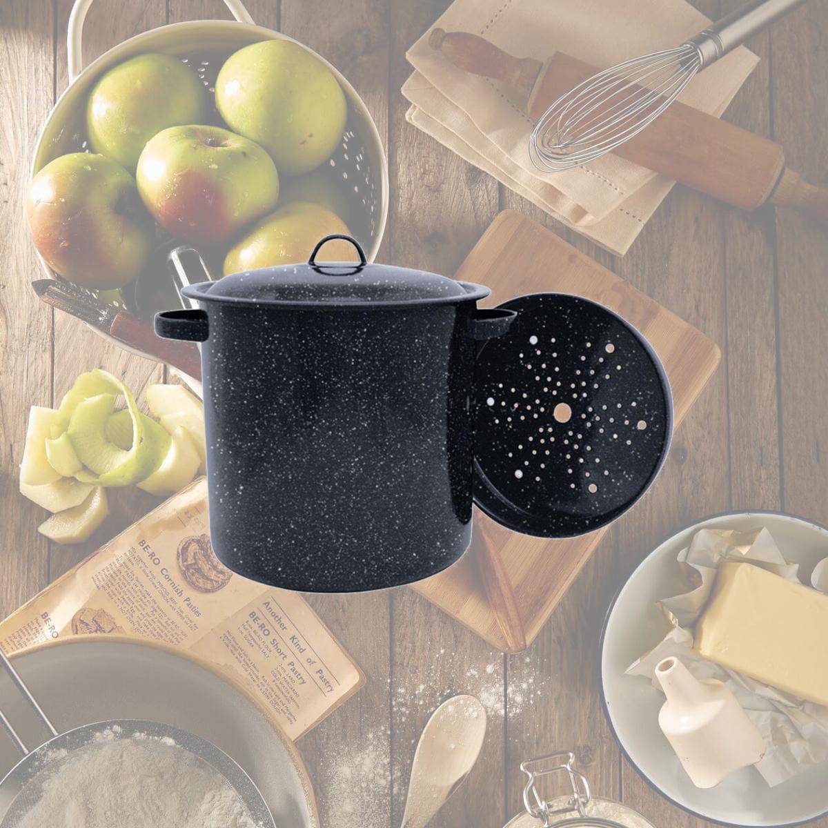 Picture of Granite Ware 6505150 11.5 in. 15.5 qt. Ceramic Over Steel Stock Pot  Black &amp; White