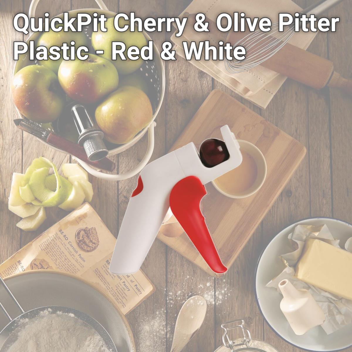 Picture of Chef N 6406540 QuickPit Cherry &amp; Olive Pitter  Plastic - Red &amp; White