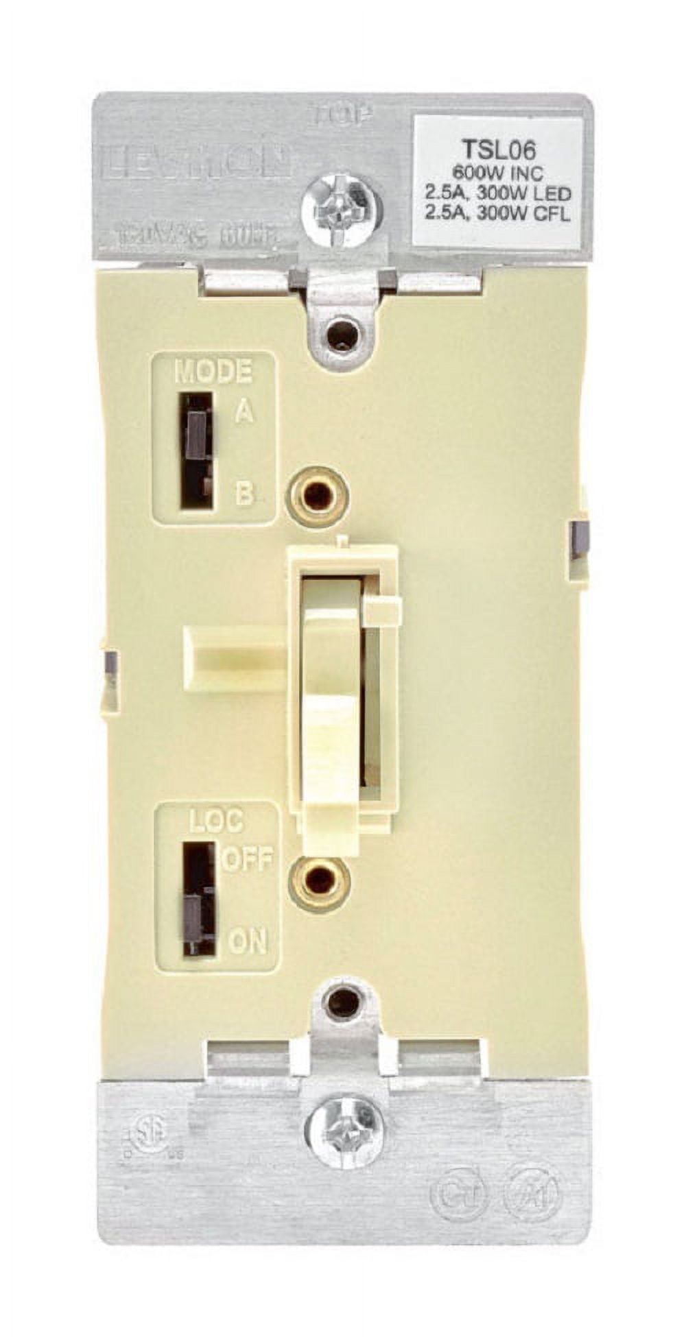 Leviton 3775335 2.5 Amp 600w-120vac Incandescent Toggle Dimmer Switch Ivory