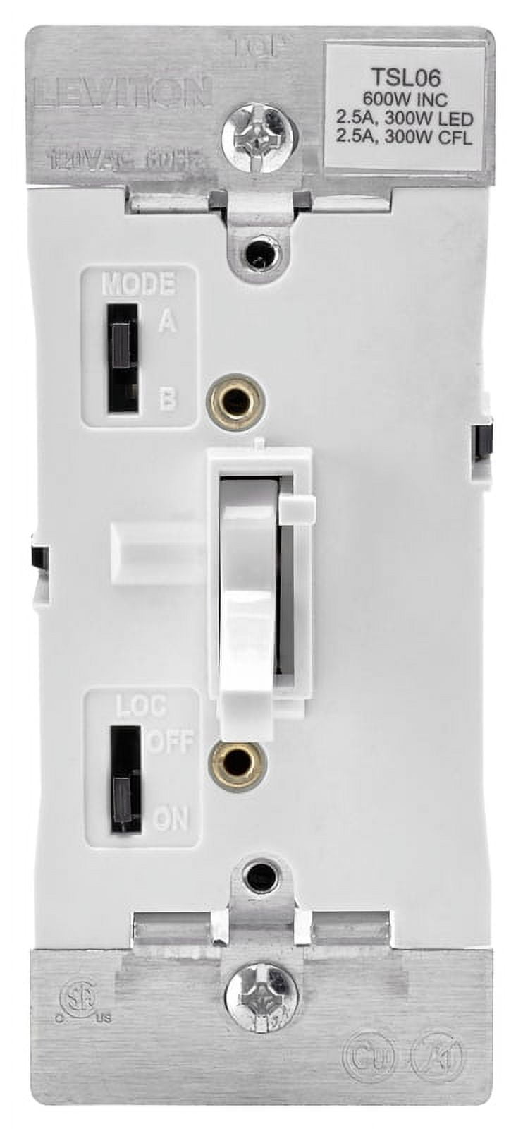 Leviton 3775350 2.5 Amp 600w-120vac Incandescent Toggle Dimmer Switch White