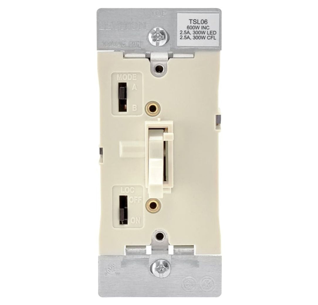 Leviton 3775384 2.5 Amp 600w-120vac Incandescent Toggle Dimmer Switch Light Almond