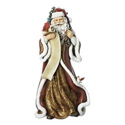 9469297 14 In. Joseph Studios Santa With List Christmas Figurine Red & Green & Gold Resin