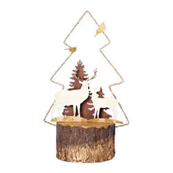 9435397 9.75 In. Led Deer With Wire Tree Figure Christmas Decoration Brown Mdf