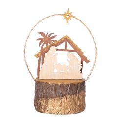9435306 8 In. Holy Family Scene Christmas Decoration White & Brown Mdf