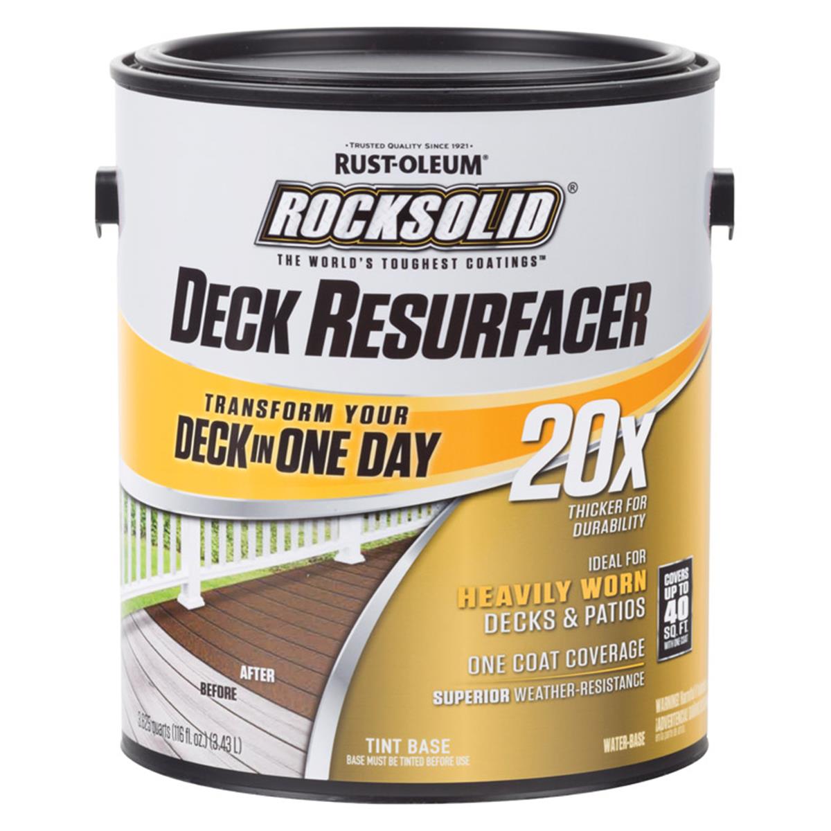 1694595 3.625 Qt. Rust-oleum 20x Solid Color Water-based Deck Resurfacer Gray Tintable- Pack Of 2