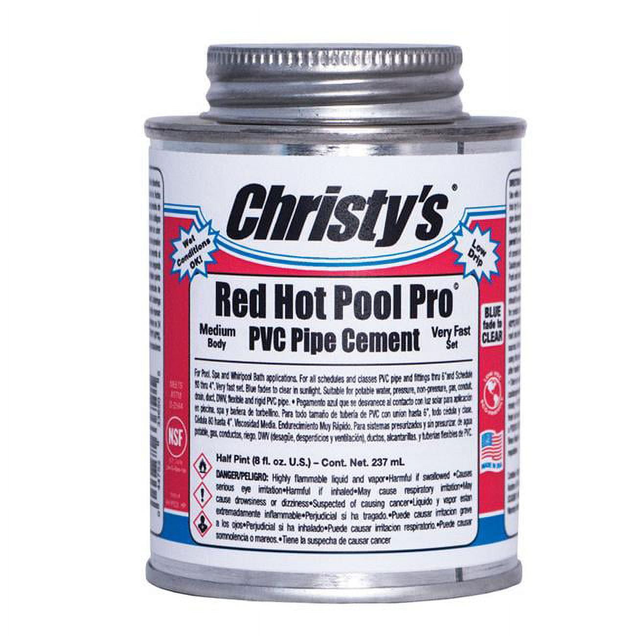 4807095 8 Oz Red Hot Pool Pro Clear Pvc Vinyl Adhesive, Pack Of 24