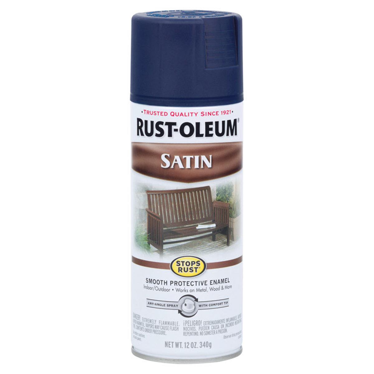 1625797 12 Oz Stops Rust Navy Satin Spray Paint, Pack Of 6