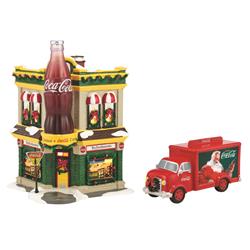 9438557 Coca Cola Corner Fountain Set Village Building Multicolored Ceramic