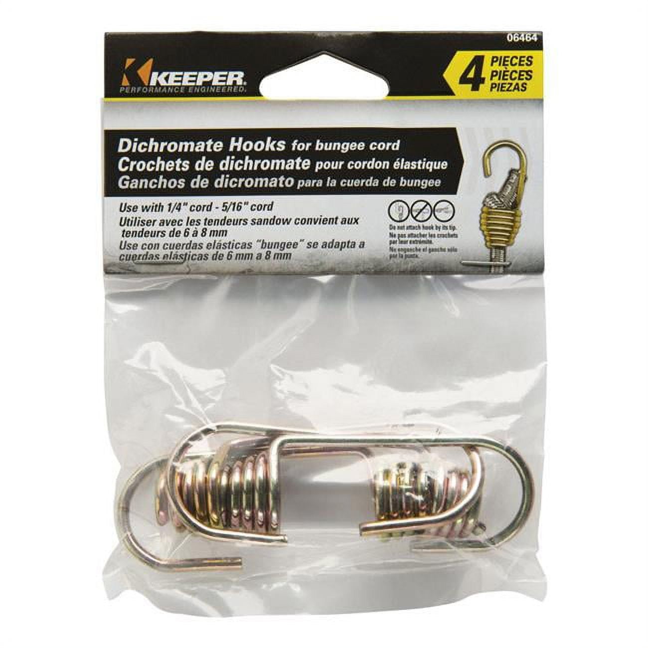8866469 Bungee Cord Hooks, Gold - 4 Per Case, Pack Of 10