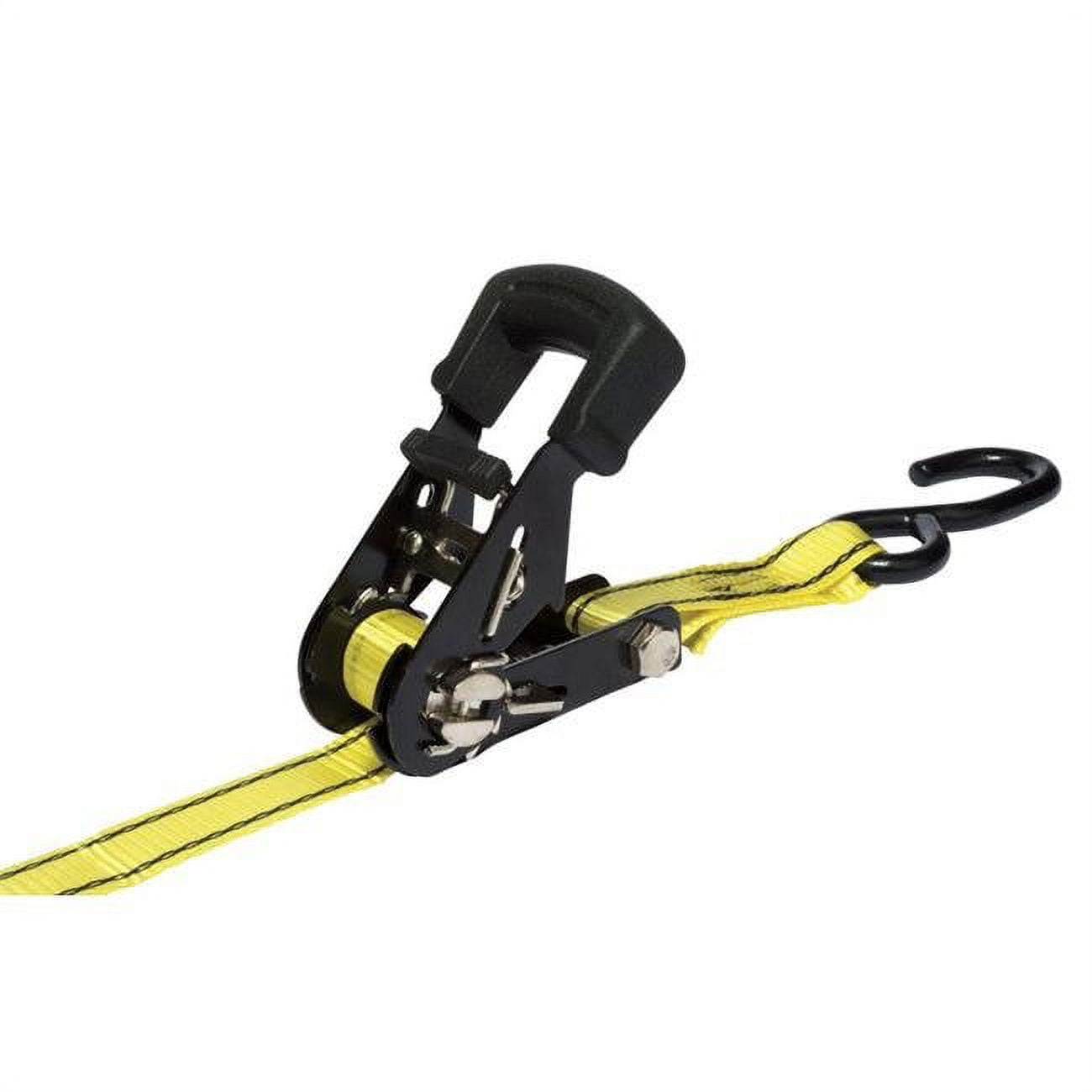 85084 16 Ft. L X 1500 Lbs Double J Polyester Standard Tie Down Hooks, Black & Yellow