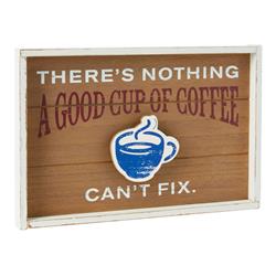 6520597 Theres Nothing A Good Cup Of Coffee Cant Fix Plaque Wood, Assorted - Pack Of 2