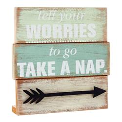 6520654 Tell Your Worries To Go Take A Nap Plaque Wood, Assorted - Pack Of 2