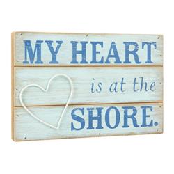 6519938 My Heart Is At The Shore Plaque Wood, Assorted - Pack Of 2