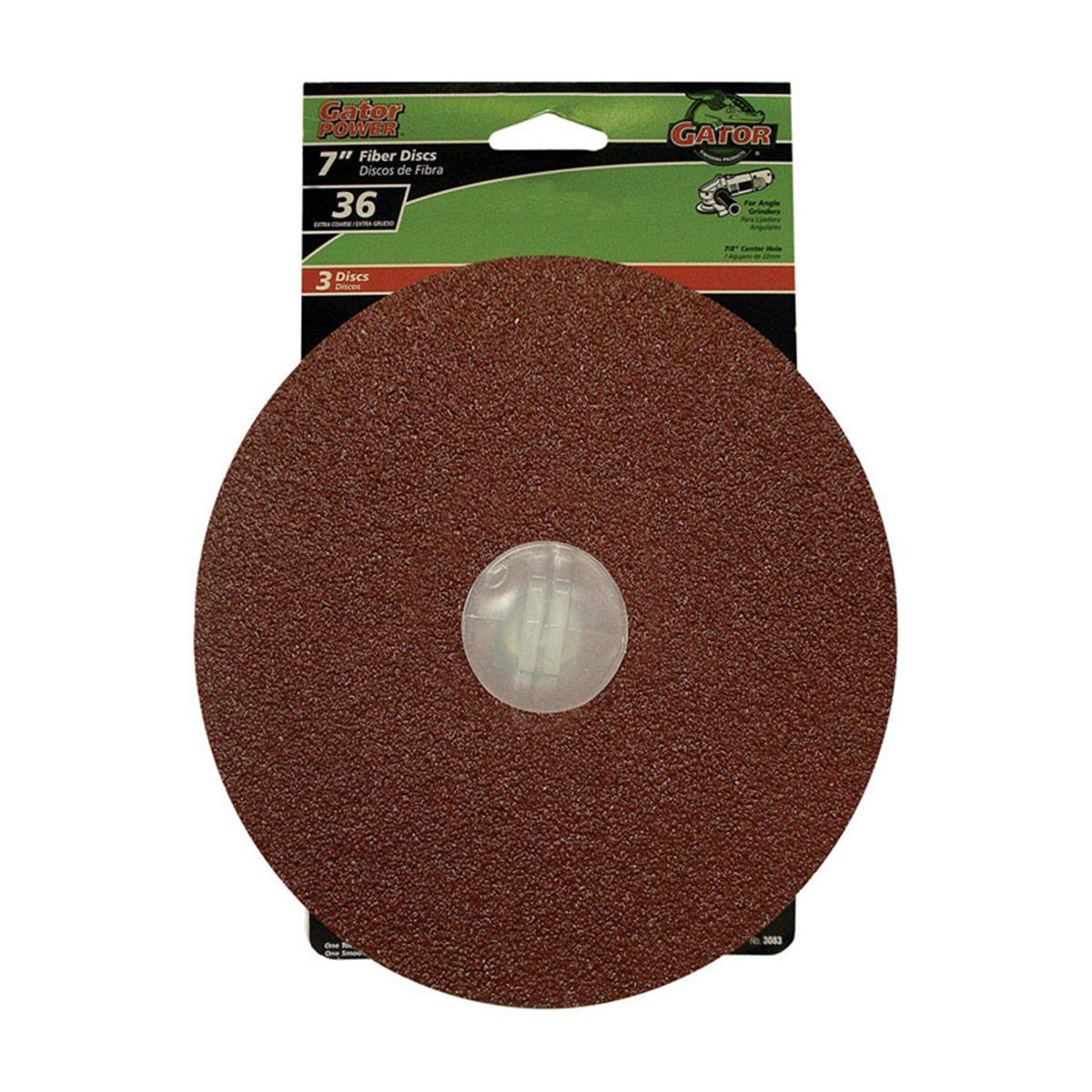 2004786 7 In. Fiber Sanding Disc, 36 Grit - Pack Of 3