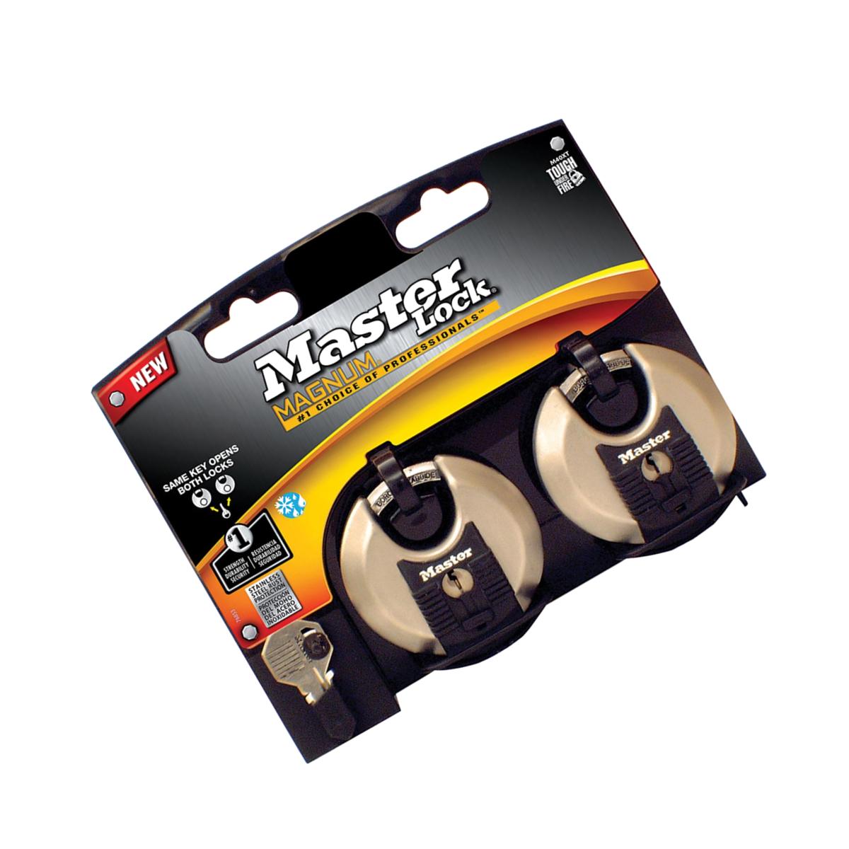 Picture of Master Lock 5439815 2.75 in. Keyed Alike Ball Bearing Locking Steel Shrouded Shackle Padlock - Pack of 2
