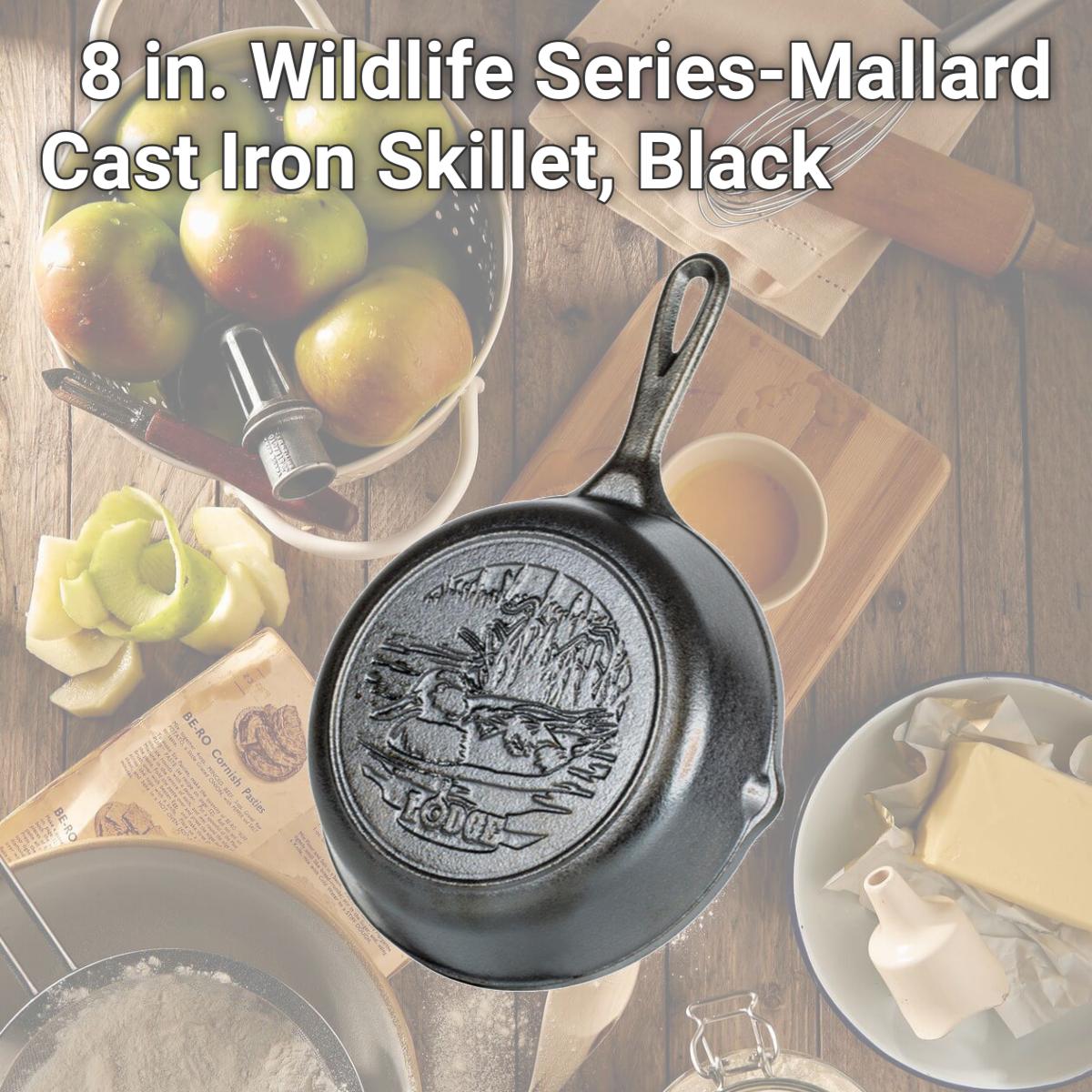 Picture of Lodge 6655732 8 in. Wildlife Series-Mallard Cast Iron Skillet, Black