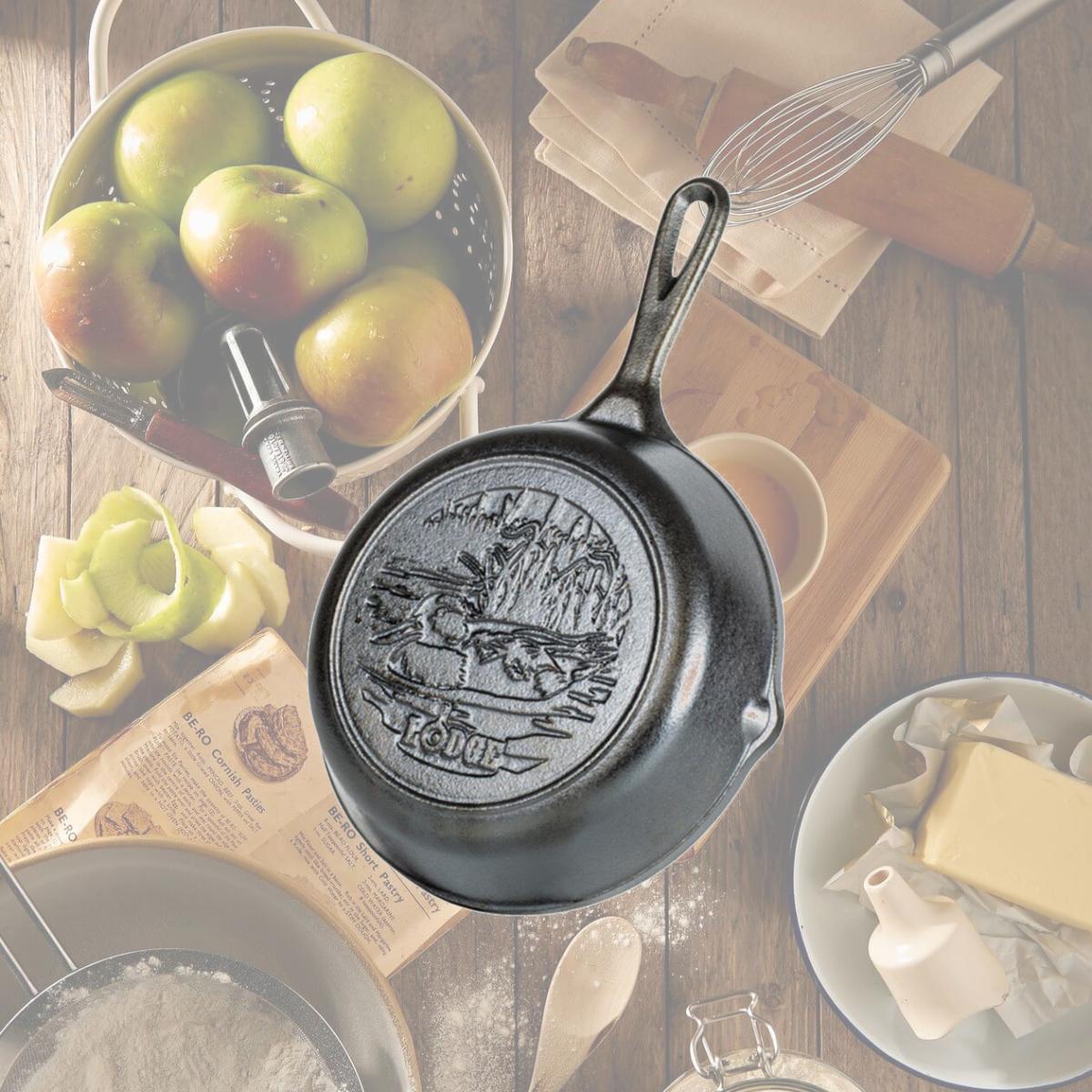 Picture of Lodge 6655732 8 in. Wildlife Series-Mallard Cast Iron Skillet, Black