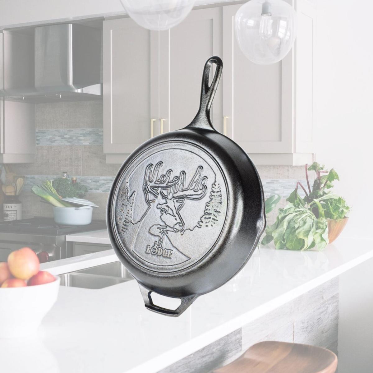 Picture of Lodge 6655724 10.25 in. Wildlife Series-Whitetail Buck Cast Iron Skillet, Black