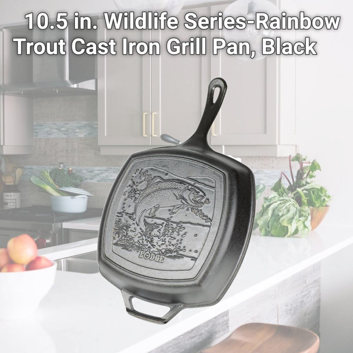 Picture of Lodge 6655096 10.5 in. Wildlife Series-Rainbow Trout Cast Iron Grill Pan, Black