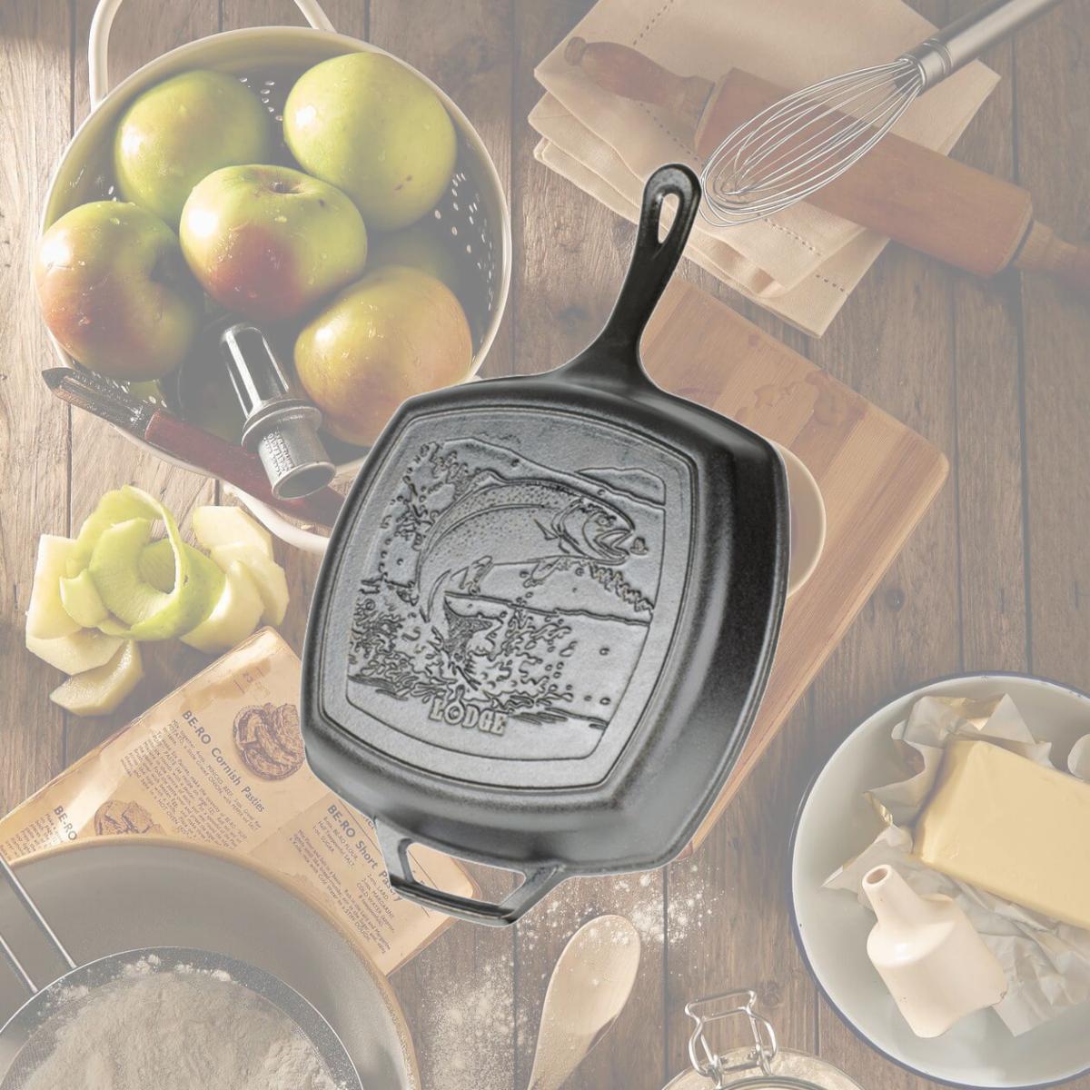 Picture of Lodge 6655096 10.5 in. Wildlife Series-Rainbow Trout Cast Iron Grill Pan, Black