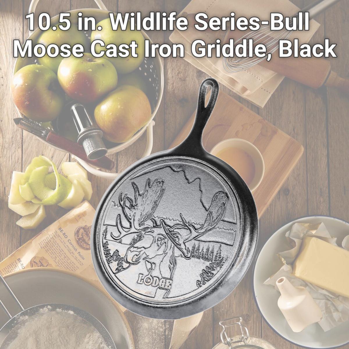 Picture of Lodge 6655534 10.5 in. Wildlife Series-Bull Moose Cast Iron Griddle, Black