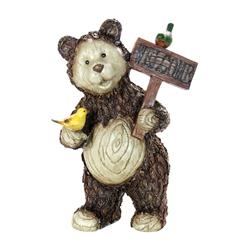 8523938 21 In. Resin Welcome Bear Statue, Brown