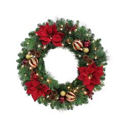 9434226 30 In. Dia. Warm White Christmas Wreath, Green