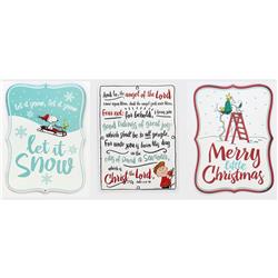 9460445 Angel Of The Lord, Merry Little Christmas & Let It Snow - Christmas Sign Metal, 9 Per Pack