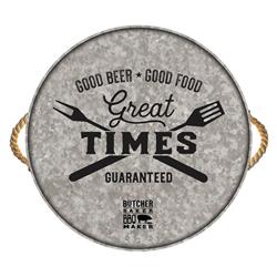 9730607 Good Beer Good Food Great Times Tray Galvanized Tin - 4 Per Pack
