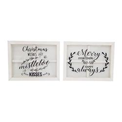 9735721 Christmas Window Wood Sign, White - 2 Per Pack
