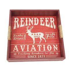 9735747 Reindeer Aviation Wood Tray, Red - 4 Per Pack