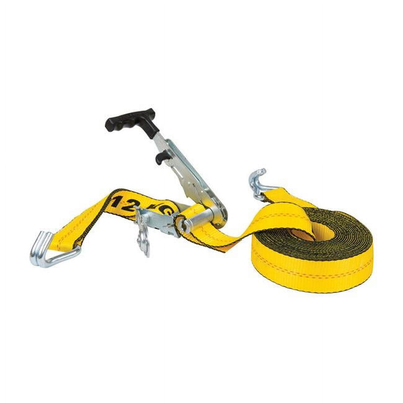 8015815 2 In. X 27 Ft. Yellow Jj Tie Down With Ratchet - 3333 Lbs