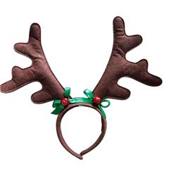 9750076 Christmas Antlers With Bows Headband Felt, Brown