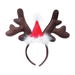 UPC 681884088676 product image for Dyno 9749953 Christmas Antlers with Santa Hat Brown Polyester Headband | upcitemdb.com