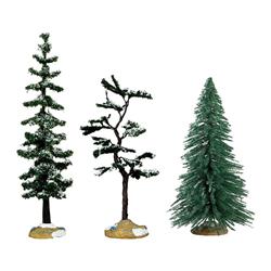 9735960 Christmas Village Tree Tabletop Decoration With Plastic & Metal Case, Multicolor - Pack Of 12
