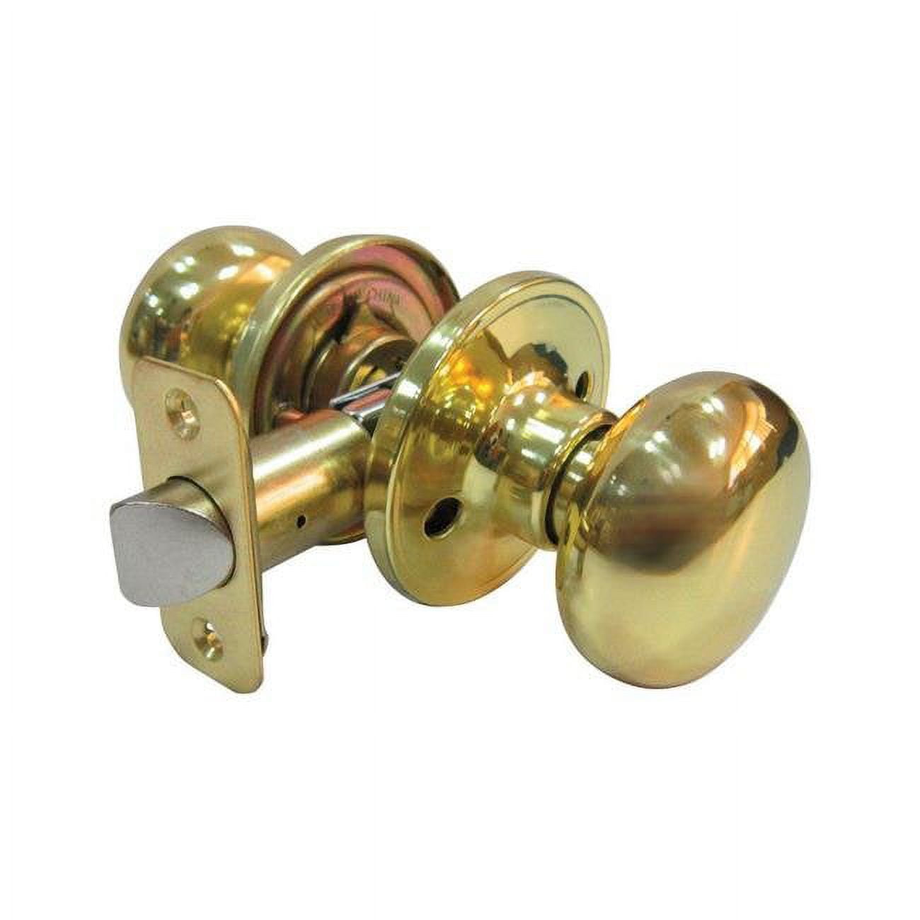 5002038 Mushroom Passage Door Knob With Polished Brass Metal 3 Grade Right Handed
