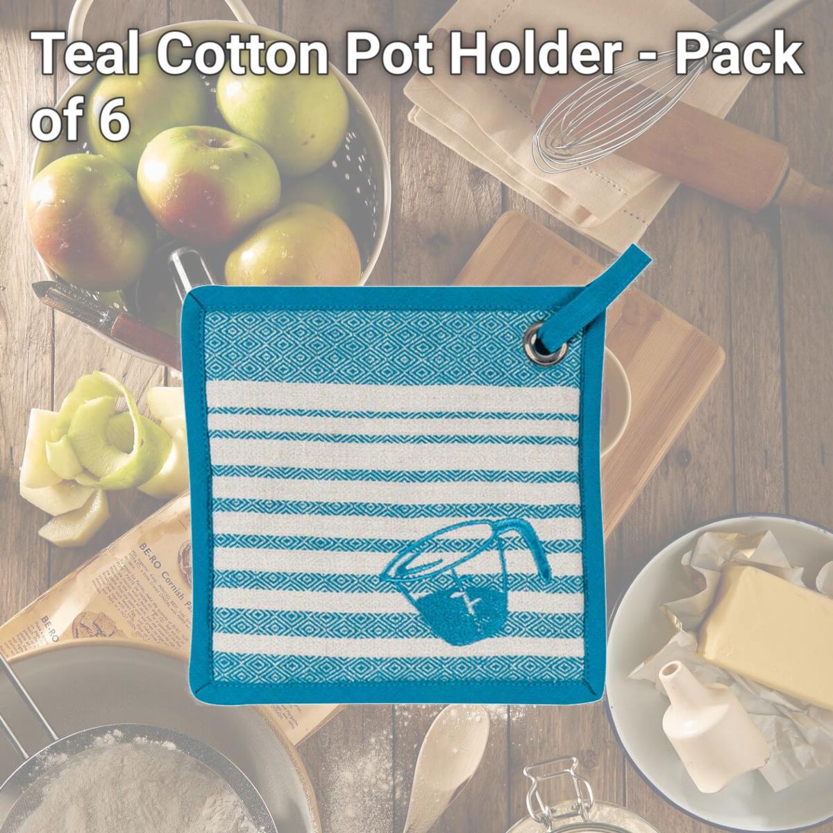 Picture of Kay Dee 6661854 Teal Cotton Pot Holder - Pack of 6