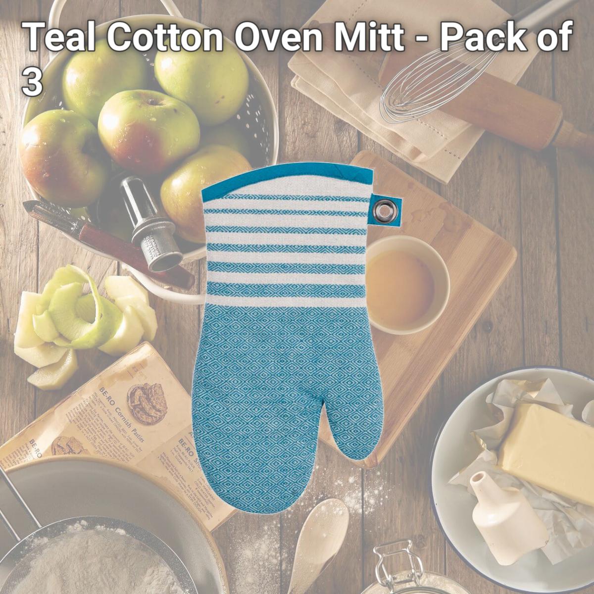 Picture of Kay Dee 6661920 Teal Cotton Oven Mitt - Pack of 3