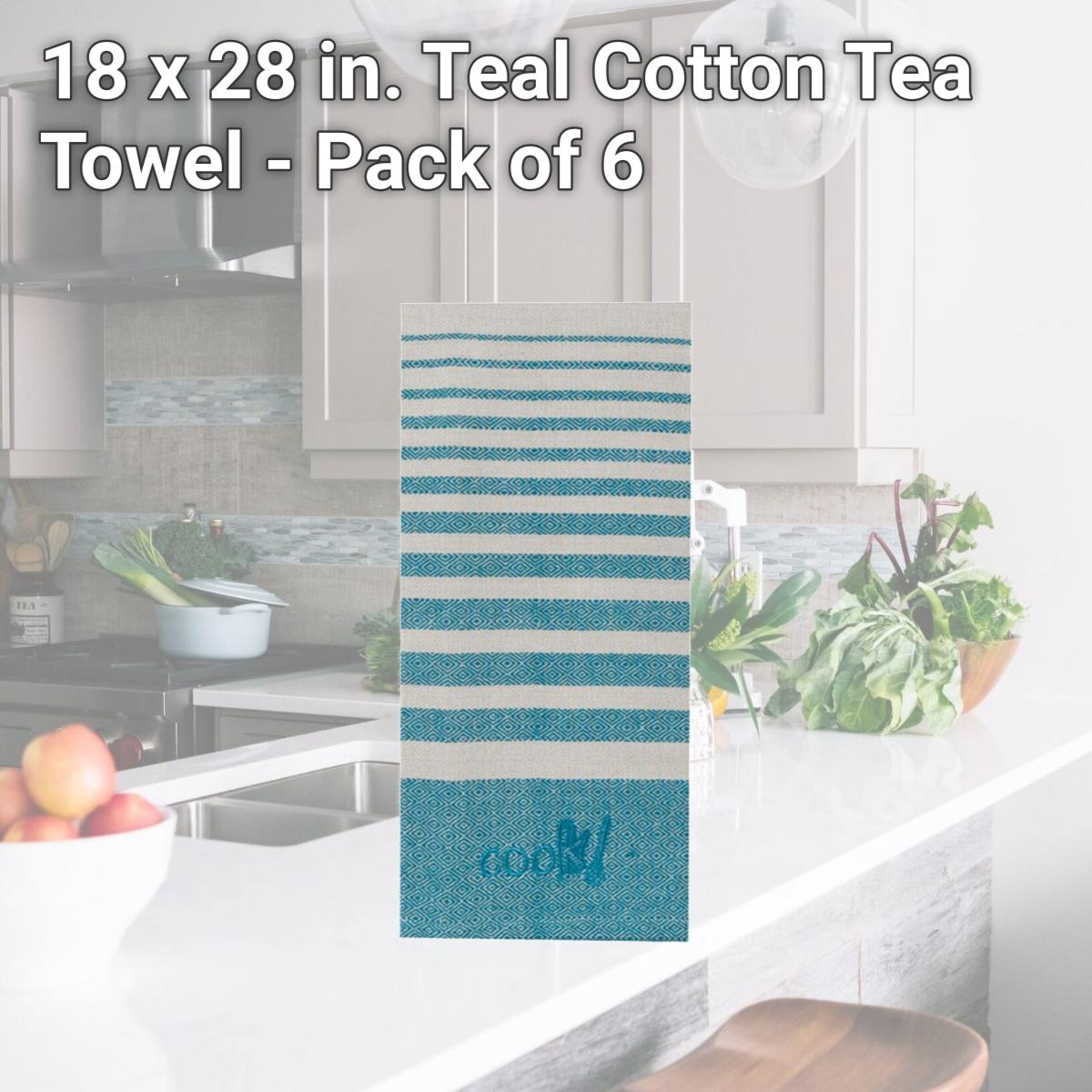 Picture of Kay Dee 6662316 18 x 28 in. Teal Cotton Tea Towel - Pack of 6