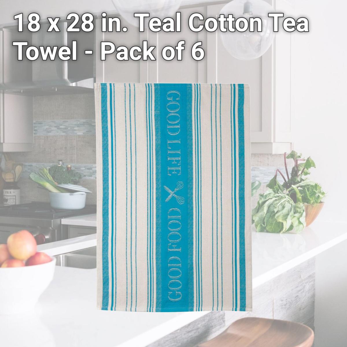 Picture of Kay Dee 6662431 18 x 28 in. Teal Cotton Tea Towel - Pack of 6
