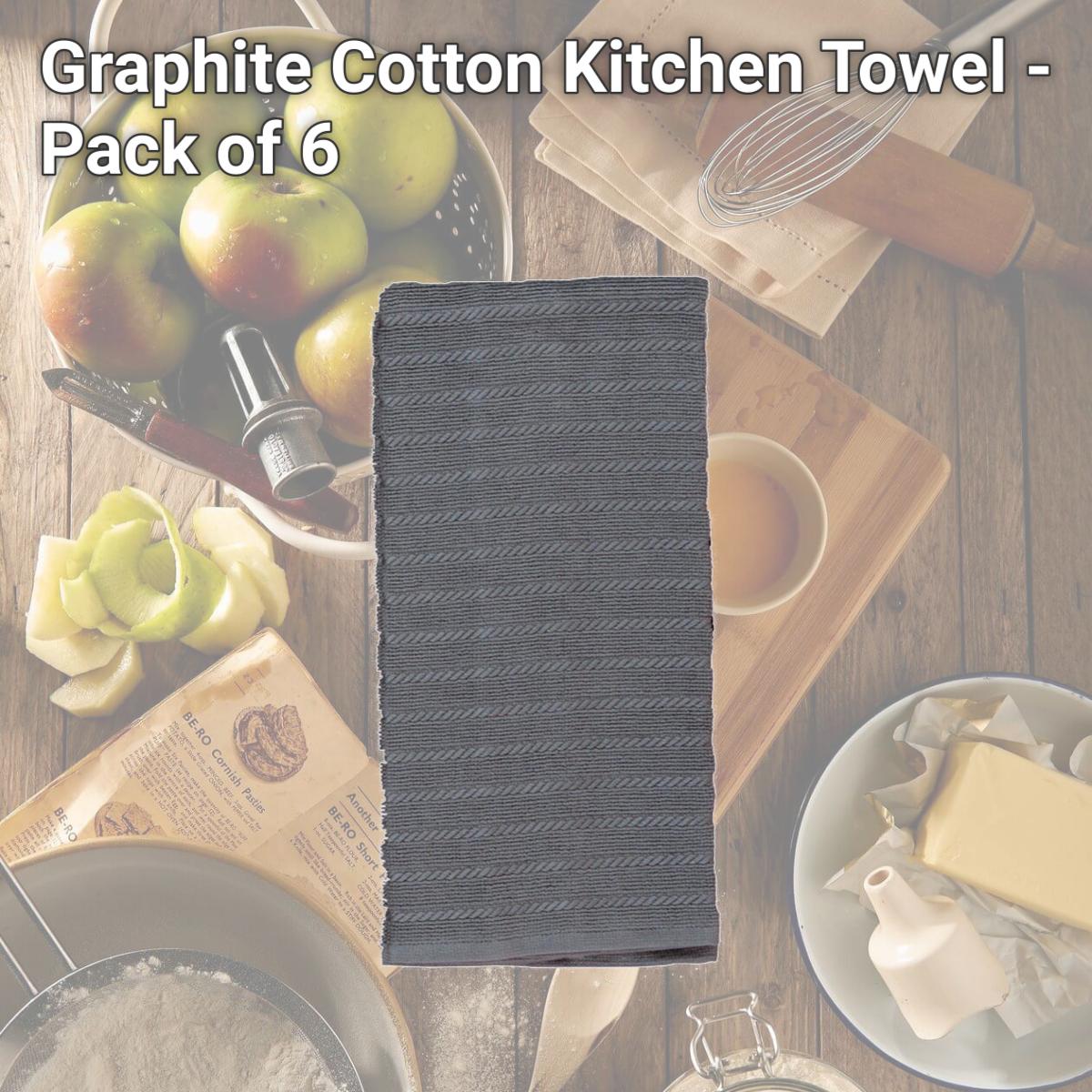 Picture of Kay Dee 6662217 Graphite Cotton Kitchen Towel - Pack of 6