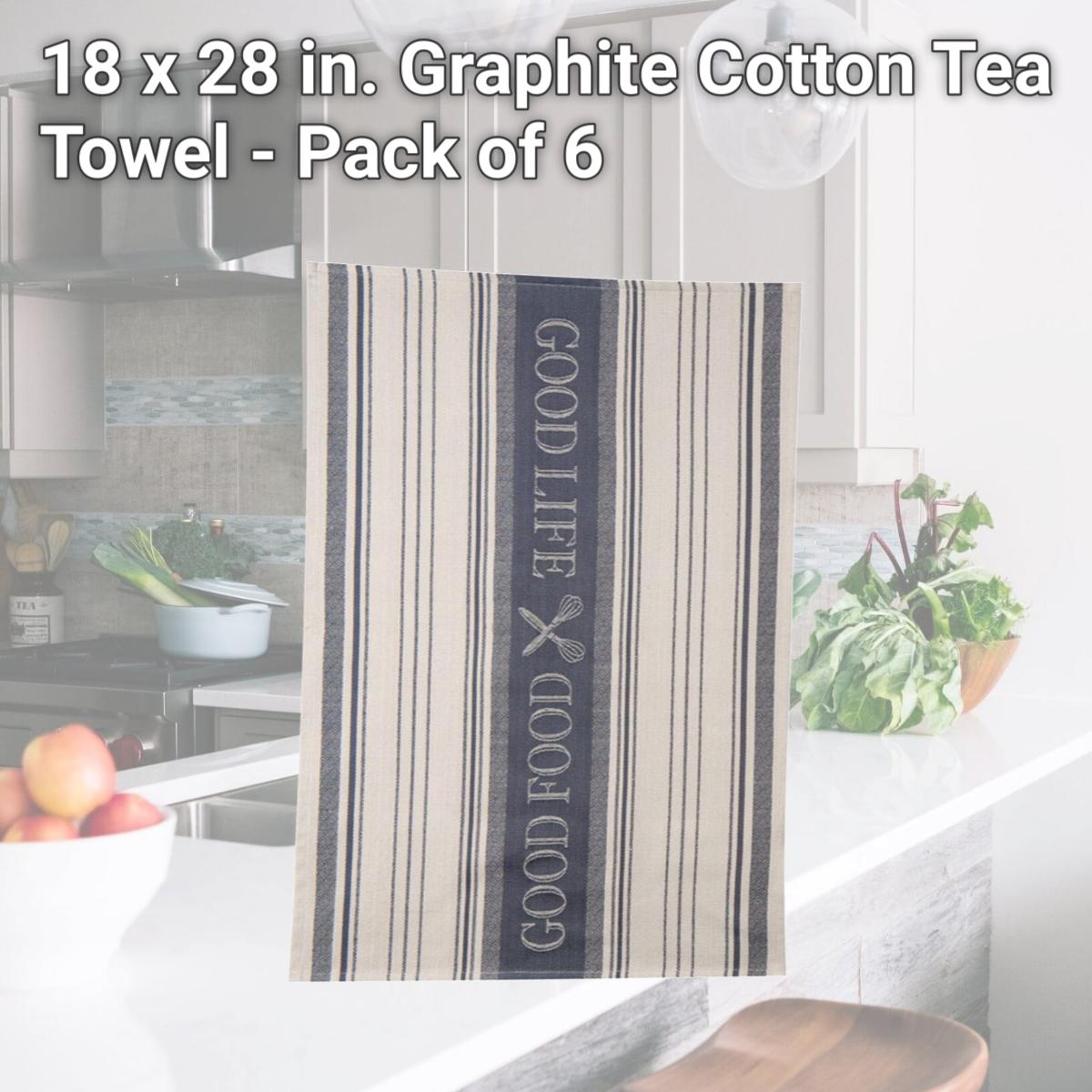 Picture of Kay Dee 6662043 18 x 28 in. Graphite Cotton Tea Towel - Pack of 6