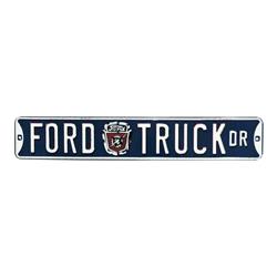 9432956 Blue & White Metal Tin Sign - Ford Truck Dr - 3.375 X 0.125 X 20 In.