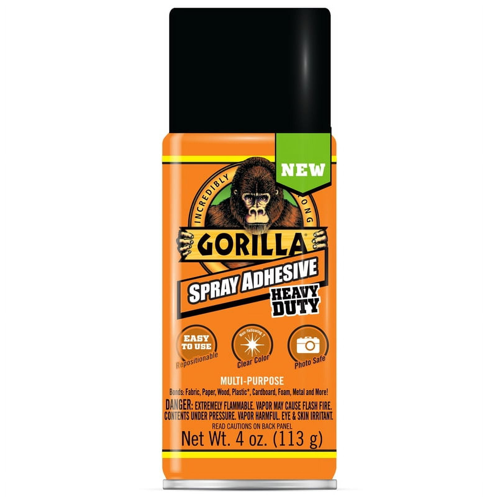 Gorilla 1906817 4 Oz Heavy Duty Super Strength Spray Adhesive, Clear