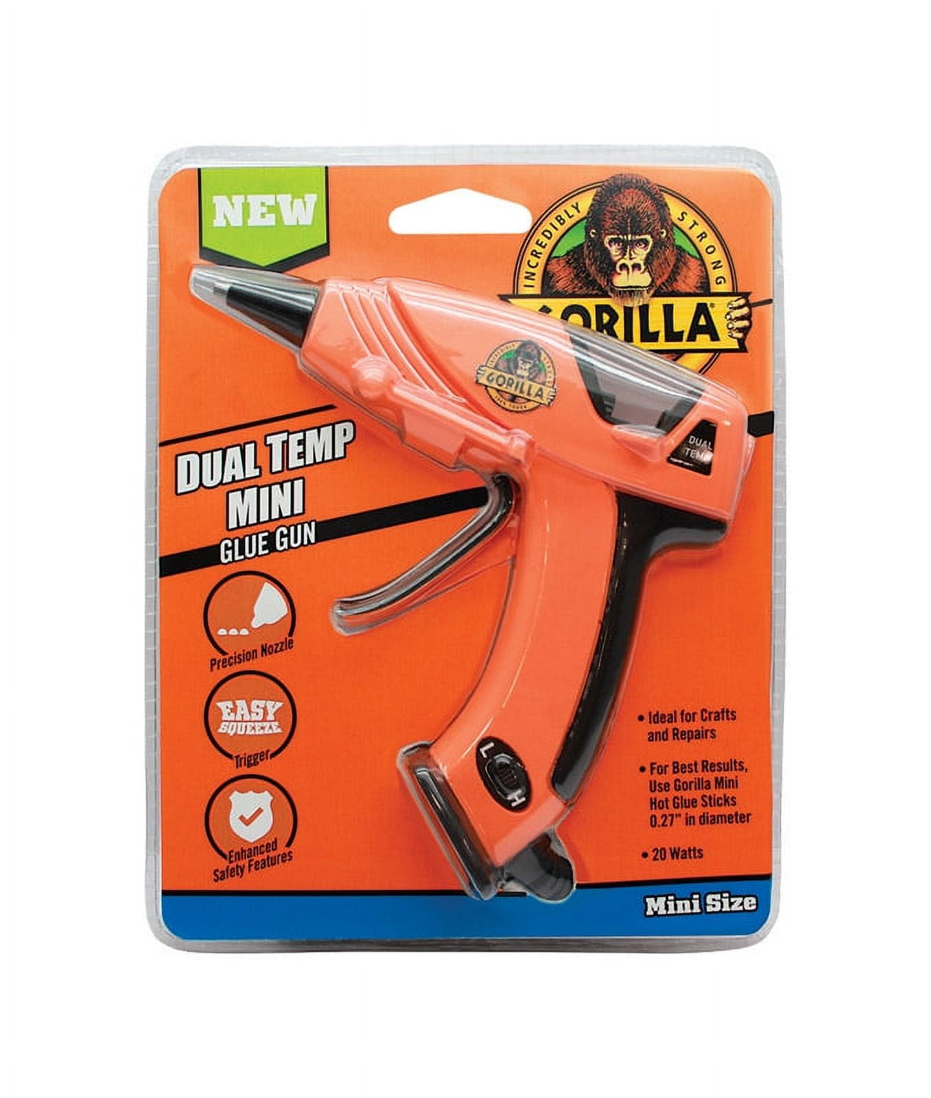 Gorilla 2838092 20 Watts Dual Temperature Mini Glue Gun, Orange
