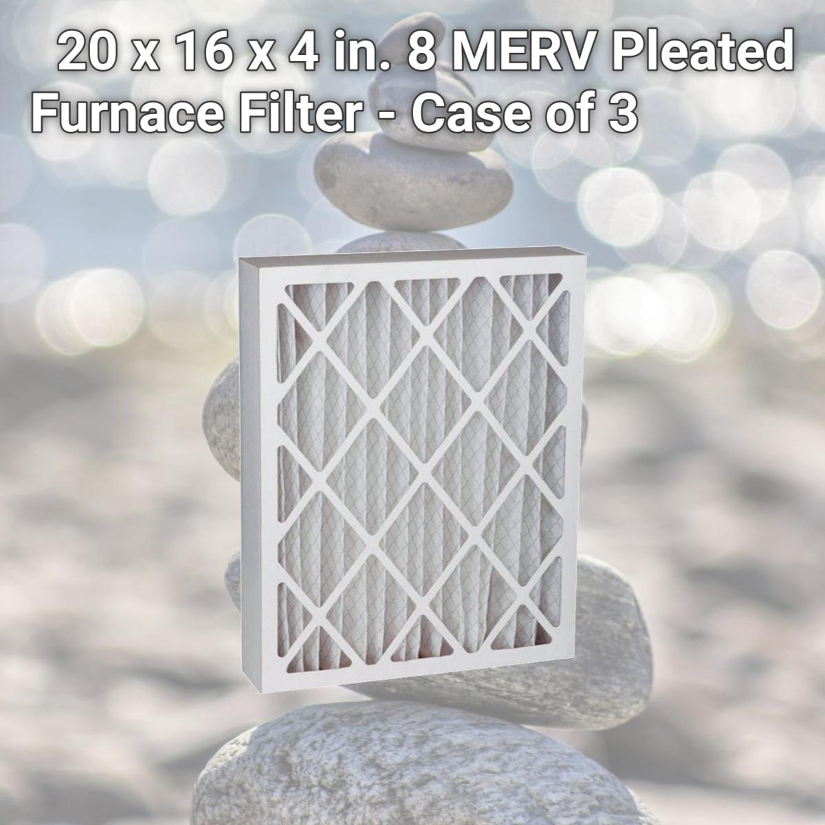 Picture of Best Air 4822821 20 x 16 x 4 in. 8 MERV Pleated Furnace Filter - Case of 3